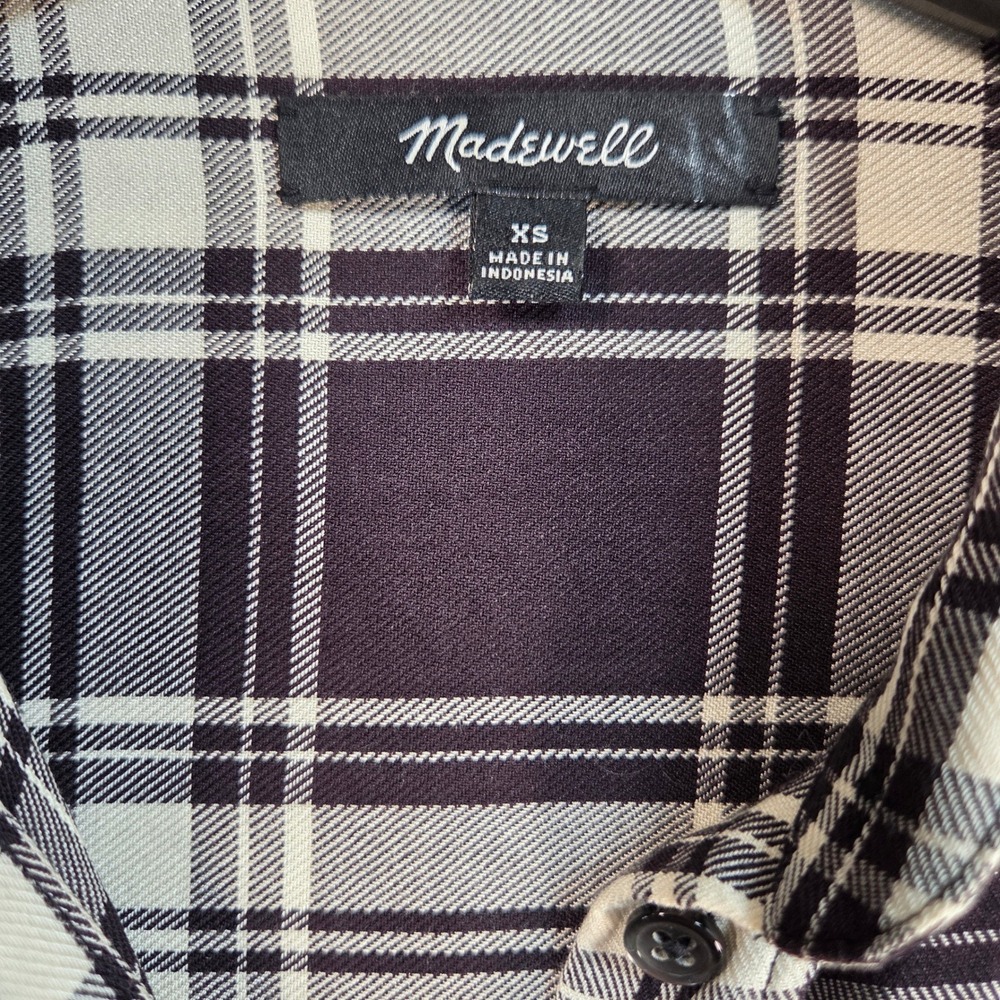 Madewell Plaid Shirt Dress Women's XS Relaxed Fit Casual Summer Mini Pockets - Picture 8 of 13